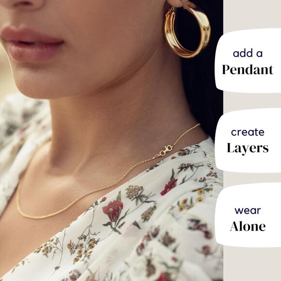 Gold Cable Link Necklace 18 Inch Silver Gold Plated Jewelry for Women & Men - Picture 3 of 8